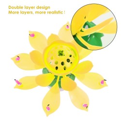 Lotus shaped rotating birthday candle with 8 small candles & Happy Birthday songParty