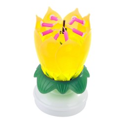 Lotus shaped rotating birthday candle with 8 small candles & Happy Birthday songParty