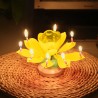 Lotus shaped rotating birthday candle with 8 small candles & Happy Birthday songParty