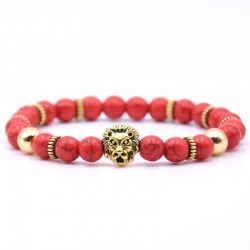 Lion head bracelet with natural stone beadsBracelets