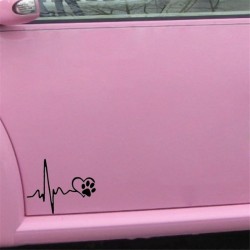 Heartbeat & pet footprint - vinyl car stickerStickers