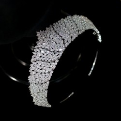 Pinzas de cabelloCorona de plata exclusiva - banda de cabeza hecha de zirconia cúbica