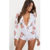 Blusas y camisasTraje de v-neck sexy - traje de cuerpo impreso de manga larga con botones