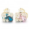 llaveroPerfume botella con cristales y flores - llavero