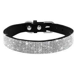 Leather collar with rhinestones for dogs and catsCollars & Leads