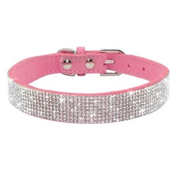 Collares & CorreasCollar de cuero con piedras preciosas para perros y gatos
