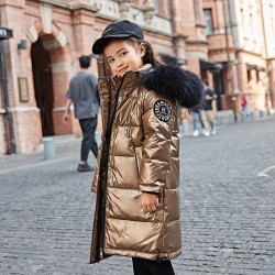 NiñosChaqueta de invierno caliente con capucha de piel - para niñas