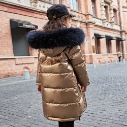 NiñosChaqueta de invierno caliente con capucha de piel - para niñas