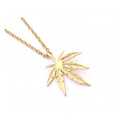 gold silver plated cannabiss small weed herb charm necklace - maple leaf pendant necklace - hip hop jewelryNecklaces