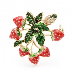 BrochesFresas con hojas - un elegante broche de cristal