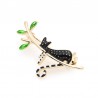 black cat sleeping on the tree enamel broochesBrooches