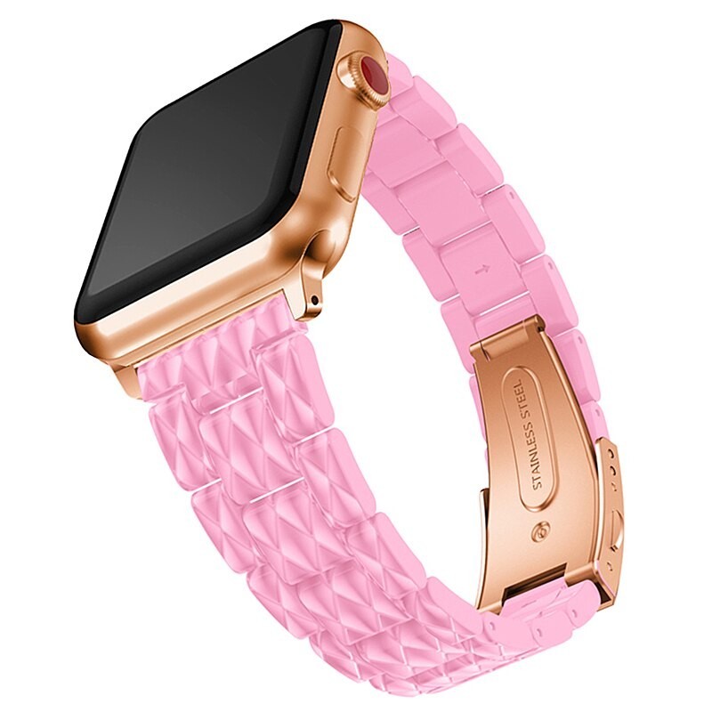 Accesorioscorrea de resina para banda de reloj pulsera pulsera pulsera reloj para iwatch - 4/3/2 iwatch bandas rosa hebilla d...