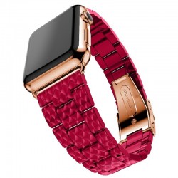 resin strap for apple watch band link bracelet watchband for iwatch - 4/3/2 iwatch bands rose red steel buckleAccessories