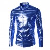 Camisetaspúrpura barrita de noche metalizado camisa - hombre de manga larga botones hombres vestido camisa brillante elástico