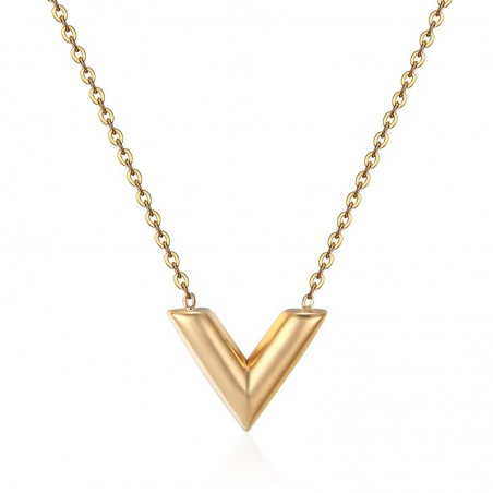 V Letter pendant with necklace - stainless steelNecklaces