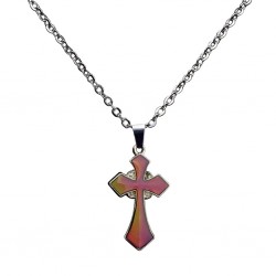 CollaresColor cambiante thermo cruz - collar de acero inoxidable