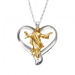 CollaresColgante corazón de Jesús - collar de acero inoxidable