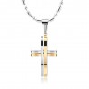 Fashionable black -silver - gold double cross - stainless steel necklace - unisexNecklaces
