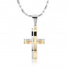 CollaresModa negro - plata - oro doble cruz - acero inoxidable collar - unisex