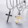 CollaresModa negro - plata - oro doble cruz - acero inoxidable collar - unisex