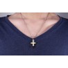 CollaresModa negro - plata - oro doble cruz - acero inoxidable collar - unisex