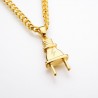 CollaresColgante en forma de enchufe eléctrico - oro & plata collar de acero inoxidable