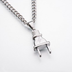 CollaresColgante en forma de enchufe eléctrico - oro & plata collar de acero inoxidable