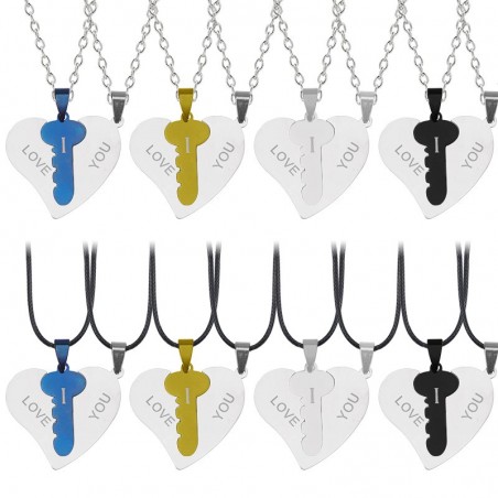 CollarTe amo - 2 piezas corazón & collar de llave - 2 piezas