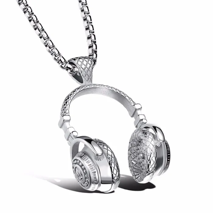 Necklace with headphones - black - gold - silverNecklaces