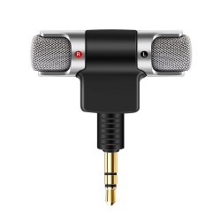 MicrófonosMicrófono de grabación estéreo portátil - enchufe plateado de oro - 3.5mm mini jack para Smartphone