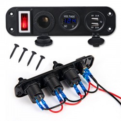 Electrónica & HerramientasPanel de conmutación - 5V - 4.2A - dual USB - 12V - LED - Voltímetro para coches - barcos - camiones