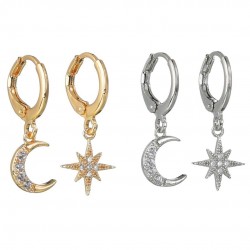 Crystal moon & star - gold & silver earringsEarrings