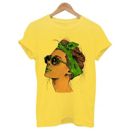 Blusas y camisasCamiseta de verano con estampado femenino - camiseta - amarillo - rosa - blanco