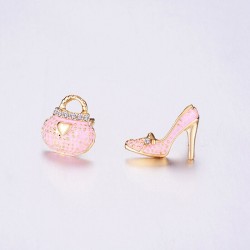 AretesBolsa de cristal & zapato - pendientes asimétricos