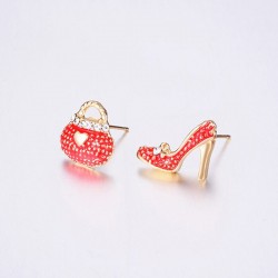 AretesBolsa de cristal & zapato - pendientes asimétricos