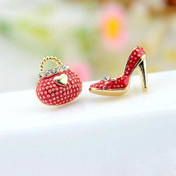 Crystal bag & shoe - asymmetric stud earringsEarrings