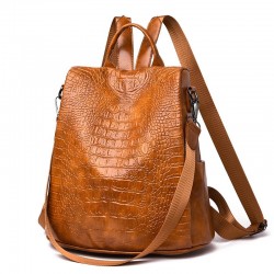 MochilasBolsa de cuero casual - diseño de piel de cocodrilo - marrón / negro - mochila