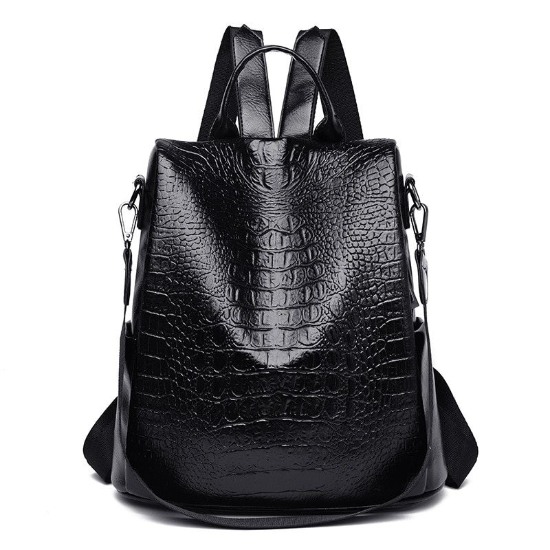 MochilasBolsa de cuero casual - diseño de piel de cocodrilo - marrón / negro - mochila
