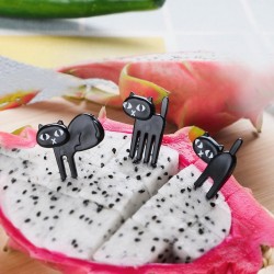 Black cat fruit fork - 6pcs/packCutlery