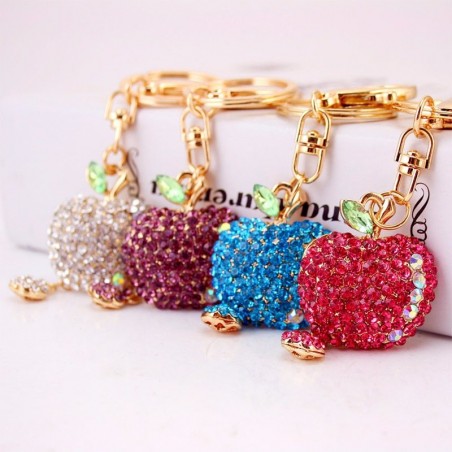 Flat crystal apple key chainKeyrings