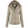Winter leather jacket - removable inner lining with hood - waterproof - plus sizeJackets