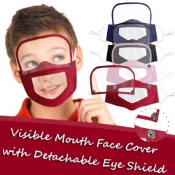 Kids face- mouth mask with detachable eye shield - visible mouth - reusable - washableMouth masks