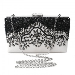 BolsasCristal rhinestone purse - rectángulo - negro - damas