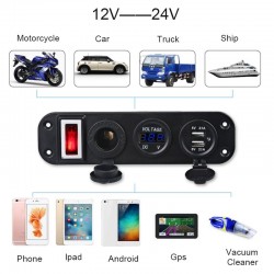 Electrónica & HerramientasPanel de conmutación - 5V - 4.2A - dual USB - 12V - LED - Voltímetro para coches - barcos - camiones