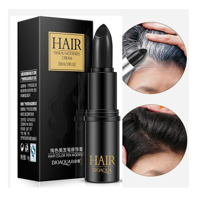 Temporary grey hair fix - black hair cream stick - hair dyeHair dye
