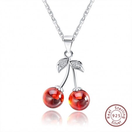 CollarDoble cereza - collar - anillo - pendientes - pulsera - plata de ley 925