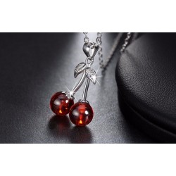 CollarDoble cereza - collar - anillo - pendientes - pulsera - plata de ley 925