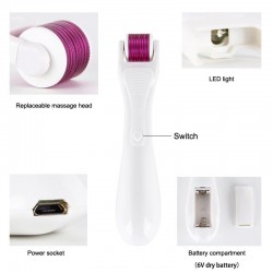 MasajeAguja de micro eléctrica con LED - rodillo derma de titanio - antirrugas - masaje facial rejuvenecedor / masaje corporal
