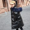 Long - warm winter jacket with fur hood - for girlsKids
