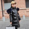 Long - warm winter jacket with fur hood - for girlsKids